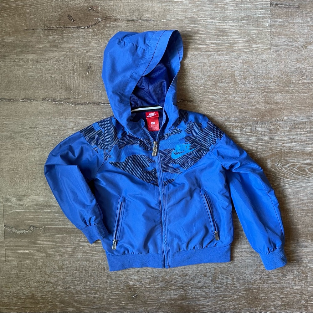 Nike Boys Small Blue Patterned Zip-Up Lightweight Lined Jacket